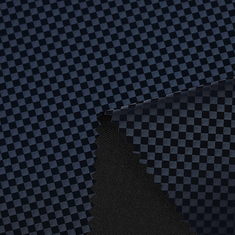 Chessboard two-colored pu leather impression fabric